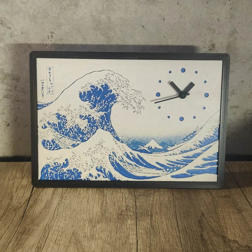 Tableau avec horloge intégrée (La vague)