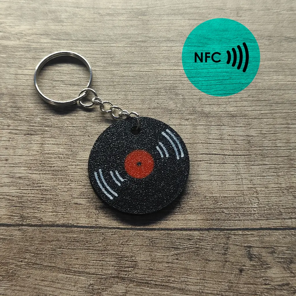 Porte-clé Musique / Cinéma NFC (Disque Vinyle, Blanc, Blanc)
